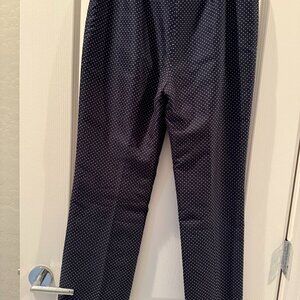 Dana Buchman | Flat Front Side Zip Wide-leg Pants | Navy/White Dots | Size 6